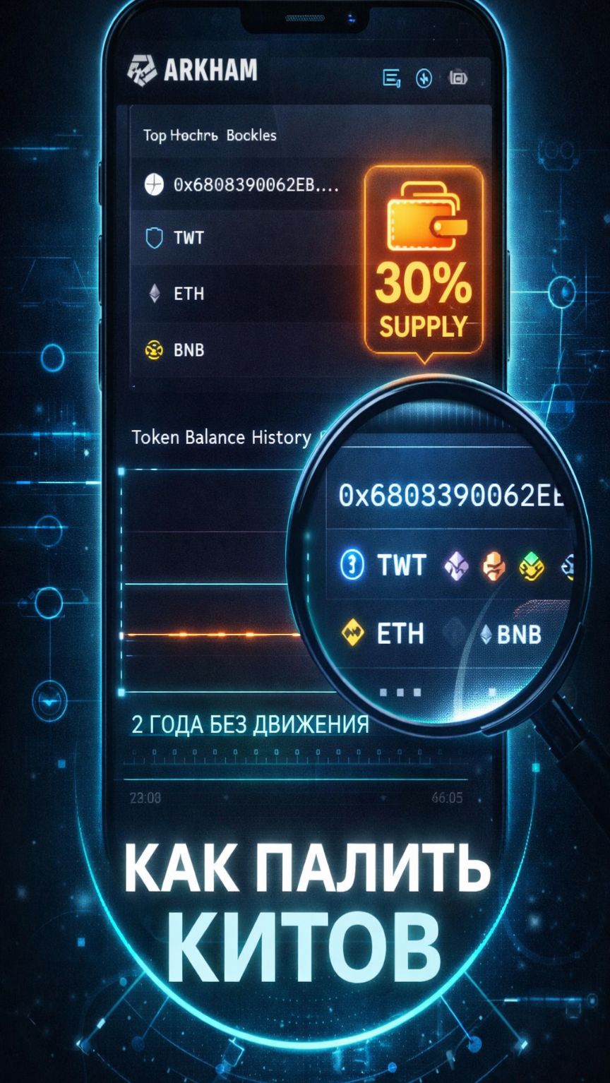 Как найти кошельки китов и топ холдеров токена | Arkham Smart Money