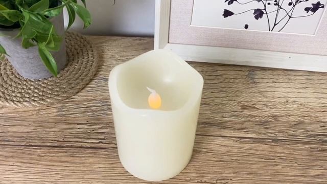 Светодиодная восковая свеча ТРЭМОЛАНТЕ, слоновая кость, мерцающее пламя, 9 см, таймер, AX5440110