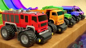 Уличные транспортные средства огромные шины пожарная машина полицейская машина Детские стишки песни