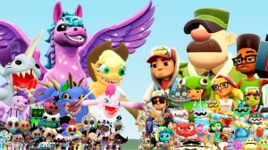 Фабрика пони и Мир Дэнди против Subway Surf, Мои поющие монстры и Головоломка