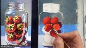 Акрил. Банка клубники