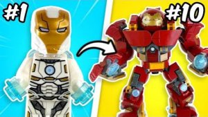 Я собрал разные костюмы Железного человека из ЛЕГО…