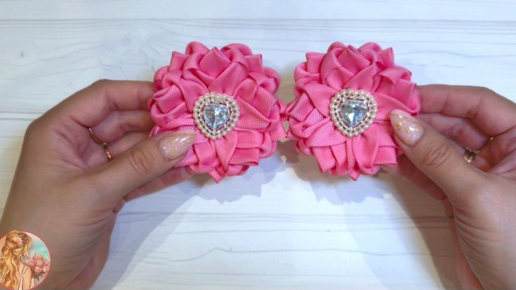 МК красивых бантиков, бантики из репсовой ленты 2,5см, резинки для волос канзаши