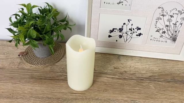 Светодиодная восковая свеча ТРЭМОЛАНТЕ слоновая кость мерцающее пламя 13 см таймер AX5440120