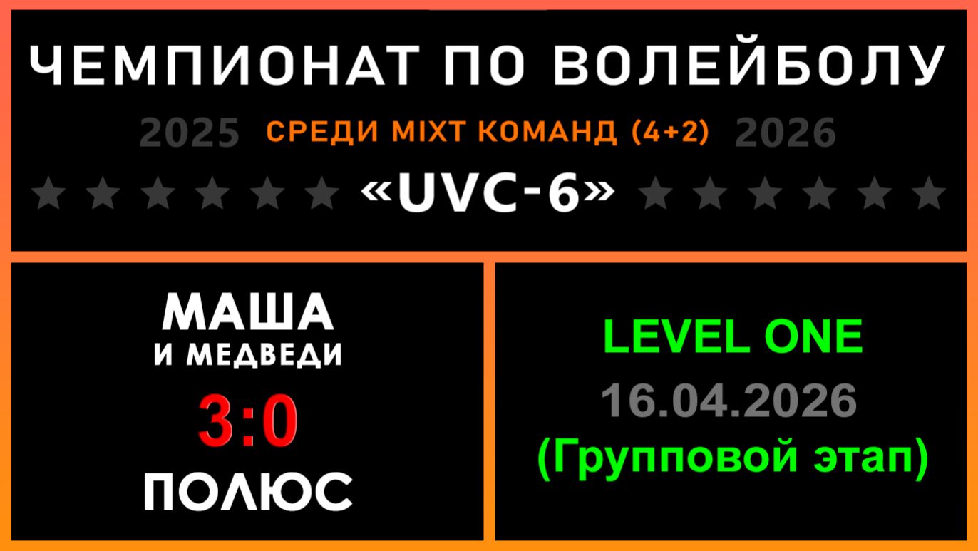 Маша и Медведи - Полюс, UVC-6 (Mixt) - LEVEL ONE (Групповой этап)
