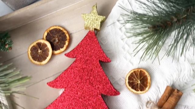 Елочное украшение ЁЛОЧКА ДВУХЦВЕТНАЯ с блестками, пеноплекс, красная, 25 см, Е2-250-крас