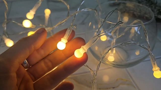 Электрогирлянда ШАРИКИ 20 тёплых белых LED-огней 2 м прозрачный ПВХ батарейки ARX100600