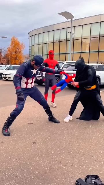 Batman and Captain America were scared of Spider-Man#shorts