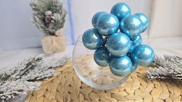 ГРОЗДЬ стеклянных эмалевых шариков на проволоке 12 шаров по 25 мм 2000673