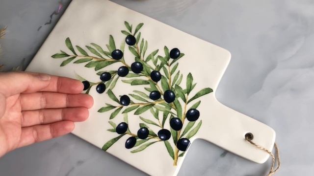 Сервировочная доска ВЕТОЧКА ОЛИВЫ керамика 26х15 см 2032967