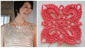 Ажурный квадрат крючком+схема. Красивый мотив крючком.Вязание видео пошагово для начинающих Урок 212