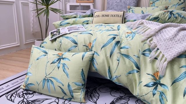 Комплект постельного белья на резинке Делюкс Сатин 100 хлопок Экзотический сад