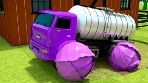 Изучаем цвета с помощью трактора и уличной техники, фруктов и шин. Детские стишки и песенки.