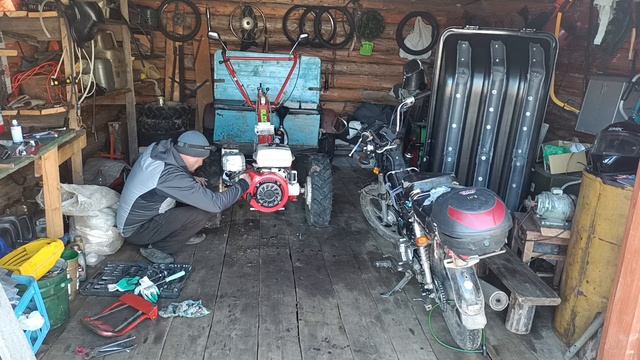 Мотоблок Агро замена масло. регулировка клапана. установка  датчик температуры двигателя.