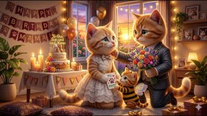 🎂💖 Сладкий сюрприз на день рождения мамы-кошки | Семейная любовь, торт и киновечер 💖🎂