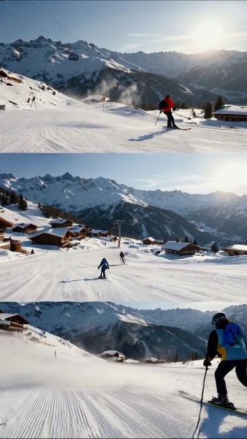 Зимние приключения на лыжах в горах лыжи зима пейзажи