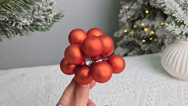 ГРОЗДЬ стеклянных матовых шариков на проволоке 12 шаров по 25 мм цвет: оранжевый осенний 2000693