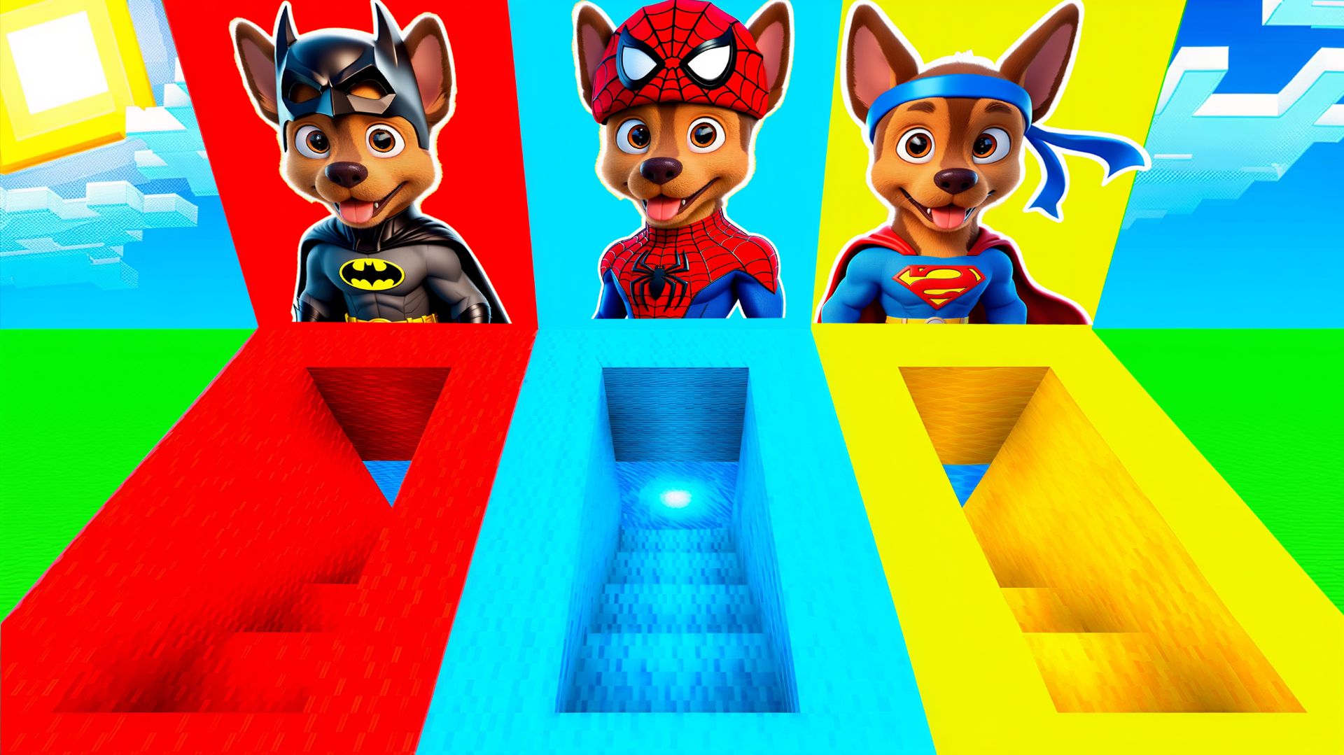 ВЫБЕРИ ПРАВИЛЬНЫЙ ПОДВАЛ ГОНЩИК: БЕТМЕН, ЧЕЛОВЕК ПАУК, СУПЕРМЕН, ЩЕНЯЧИЙ ПАТРУЛЬ