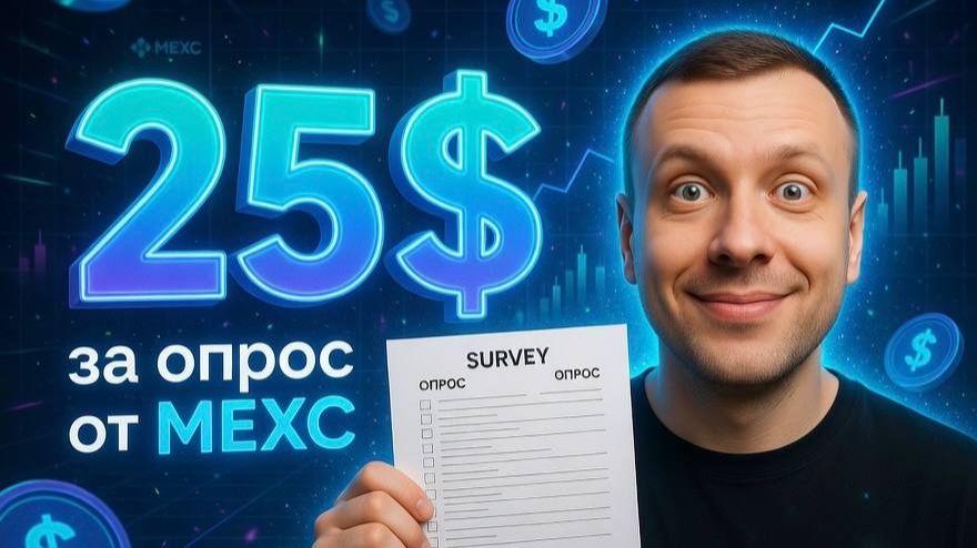 Шанс получить 25 за прохождение опроса от биржи MEXC. Простой заработок новичку