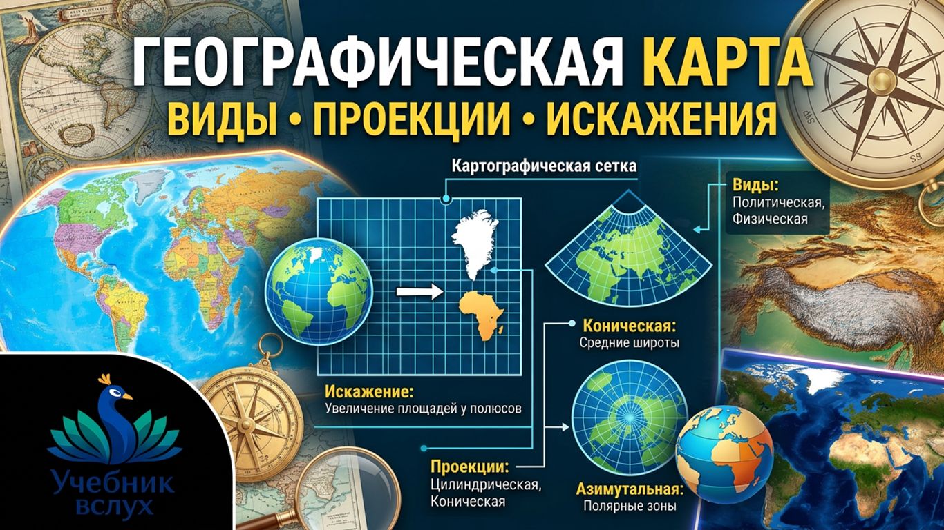 Географическая карта: виды, проекции, искажения