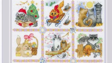 Вышивка крестиком от Риолис Кошачий календарь 15