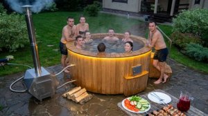 Круглая купель с выносной печью — тепло живого огня и компании близких