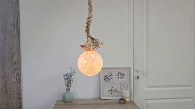 Светящийся шар на канате ФИСЭЛЬ - МАТОВЫЙ ЛЁД 15 тёплых белых мини LED-огней 10х90 см 1105156