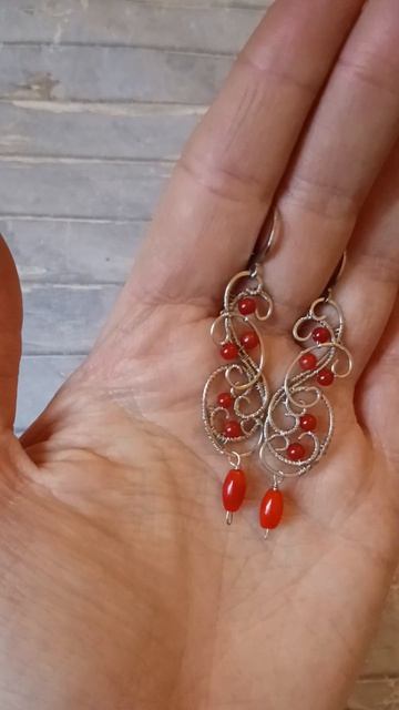 коралловые серьги украшения тренд серьги красота украшение wirewrap