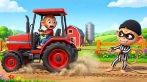 Забавная обезьянка | Кракс украл красный трактор Наны глубокой ночью! | Мультфильм про обезьянку