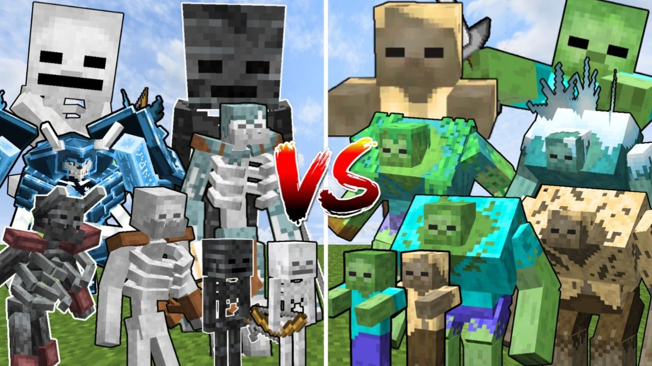 ВСЕ ФОРМЫ СКЕЛЕТОНОВ vs ВСЕХ ФОРМ ЗОМБИ Minecraft Битва Мобов!