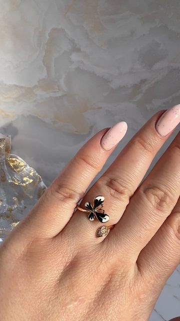 Кольцо с бабочкой Зачарованная с черно-белой эмалью 16-20 Xuping Jewelry