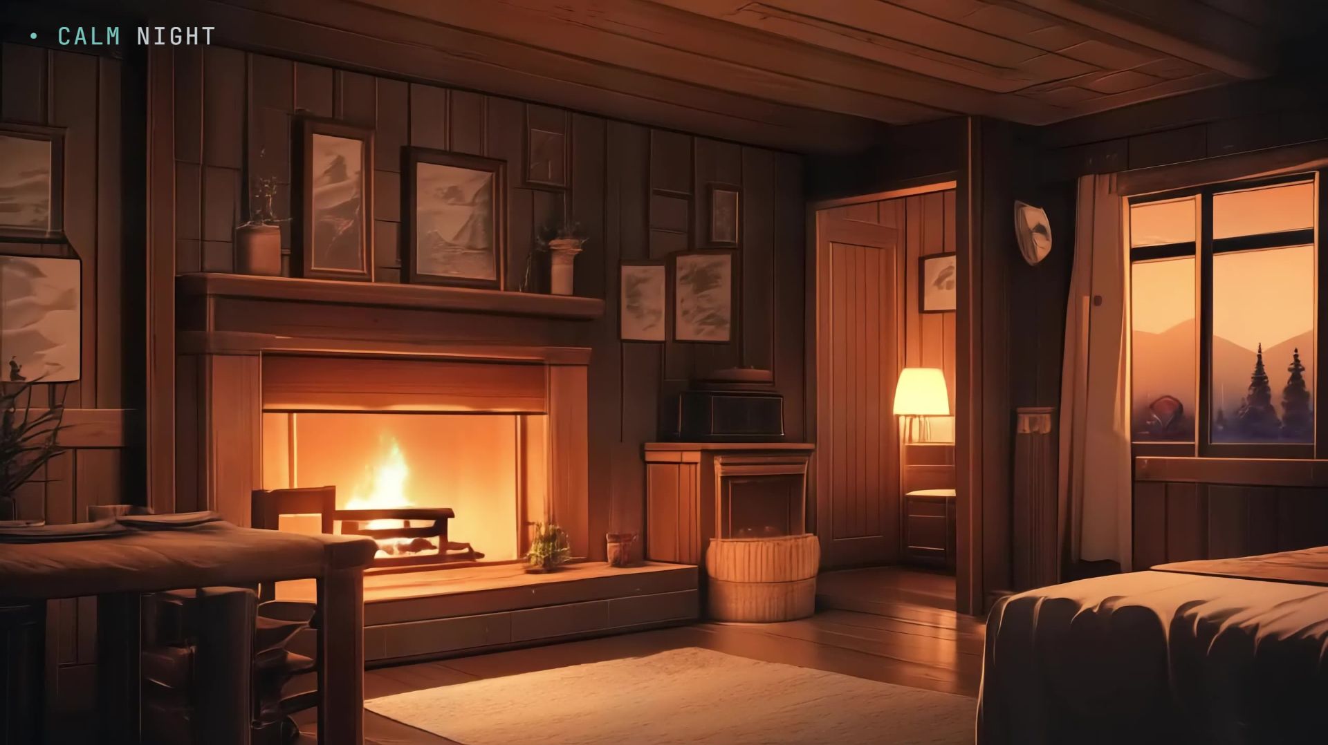 Свет в комнате ночью  уютная анимация для сна