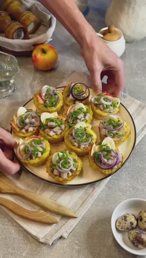 Нарядные и очень вкусные картофельные корзиночки с начинкой 😍