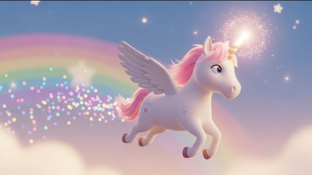 Волшебная поездка маленького единорога   веселый мультфильм для детей  детские песни и приключени?