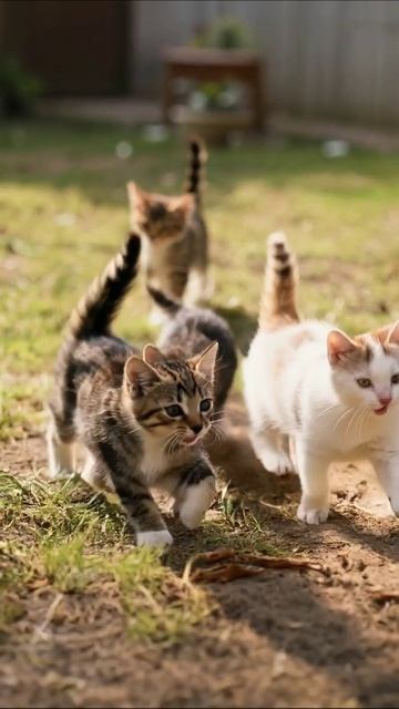 Маленькие ласковые кошки в саду котята кошки приключения