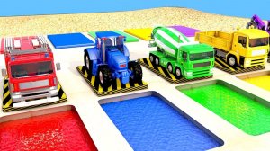 Учим цвета с помощью уличных машинок и красочных волшебных жидкостей на детской песочной площадке!