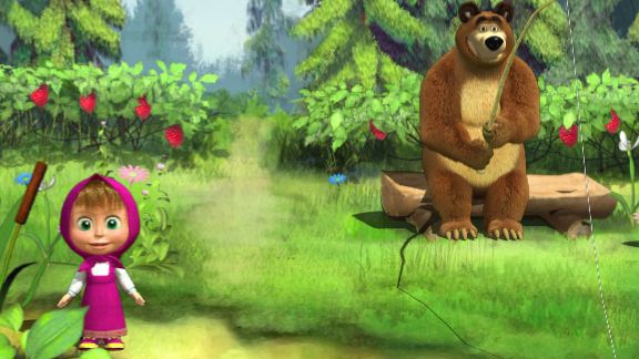 Маша и Медведь. Маша и Медведь на речку пошли . Для детей. ч  18