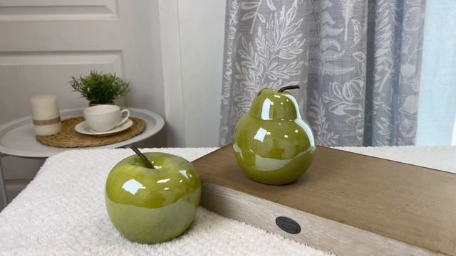 Фарфоровые статуэтки ПЕРЛАМУТРОВЫЕ ФРУКТЫ: ЯБЛОКО И ГРУША фарфор темно-зеленый 2018917-набор-3