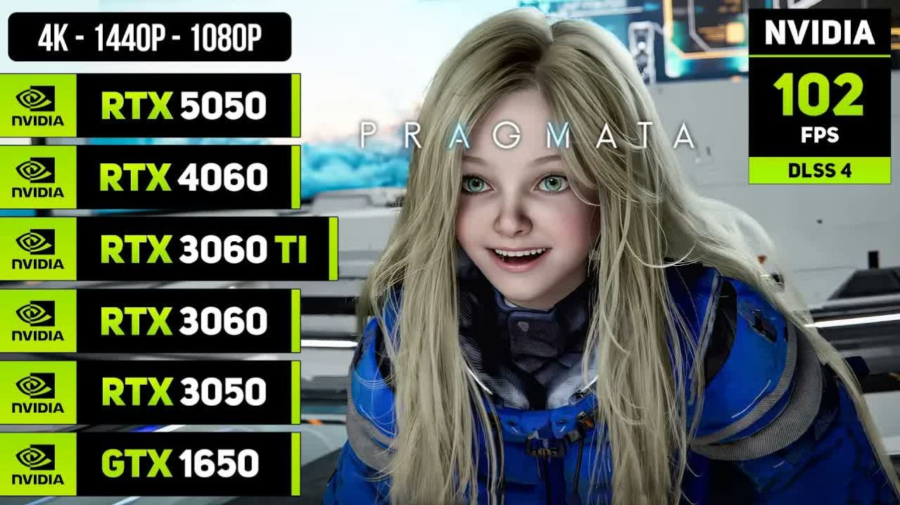 Pragmata | Бенчмарк | RTX 5050 vs 4060 vs 3060 Ti vs 3060 vs 3050 vs GTX 1650 | 1440p | DLSS 5