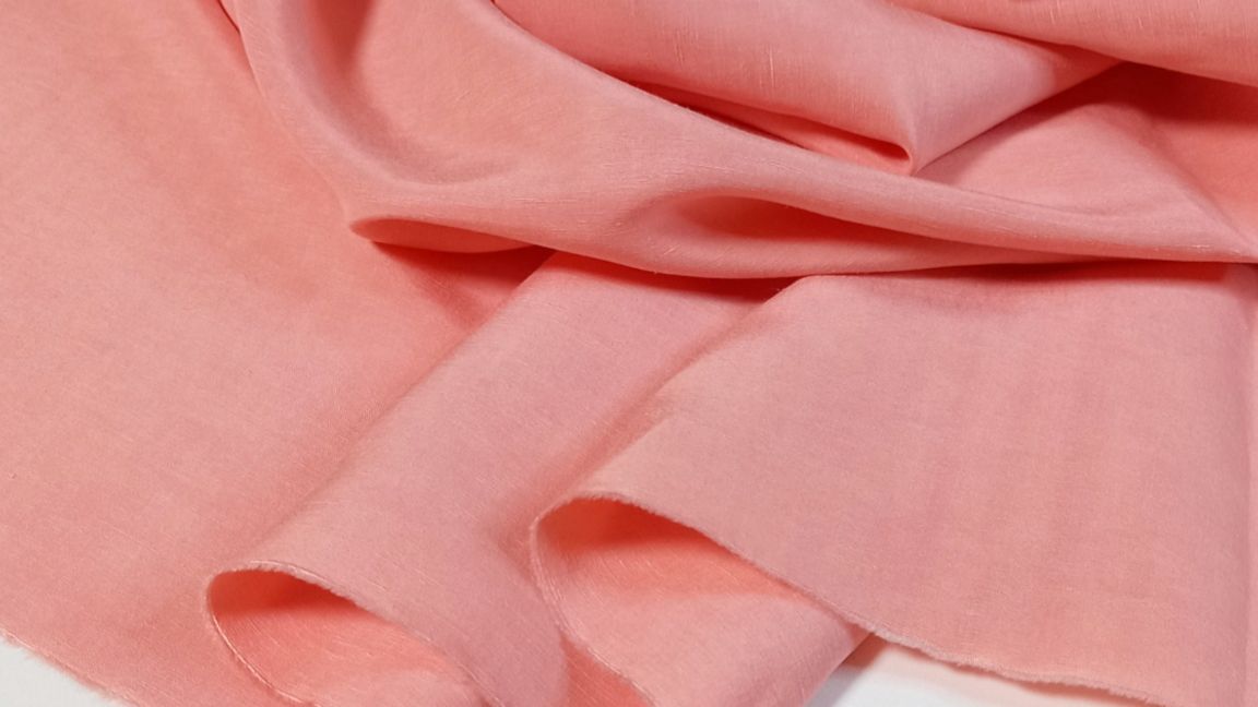 Ткань лён с шёлком Италия, 548 лососевый