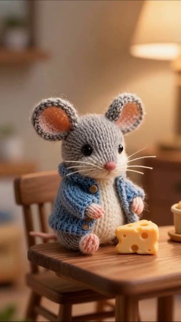 Вязаная мышка и сыр: уютный мир уюта вязаныеигрушки мышка уют