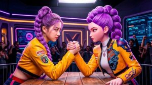 Бой по армрестлингу KPOP DEMON HUNTERS в РЕАЛЬНОЙ ЖИЗНИ (Руми, Мира, Зои, Джину, Саджа, Романс)