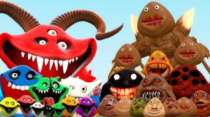 Все версии/виды Трёхглазого дьявольского голодного червя против монстров мести Пу Бу