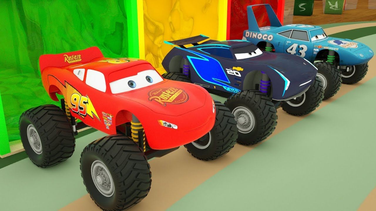 Изучаем геометрические фигуры машинок Маккуин Монстр-трак Спек-Мак-трак Парковочный автомобиль