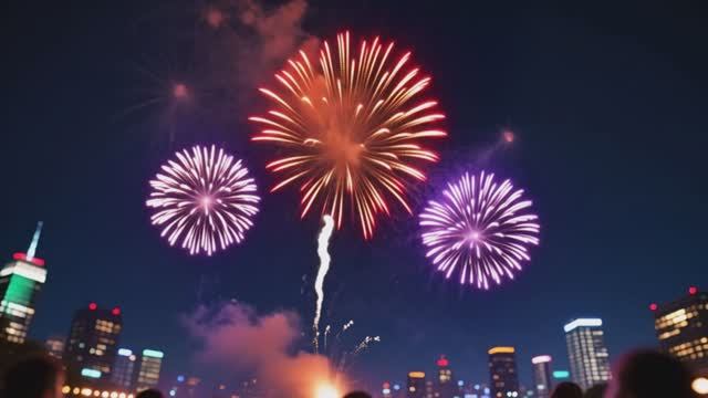 Яркие фейерверки над городом! Взрывы света в ночи. 🎆✨