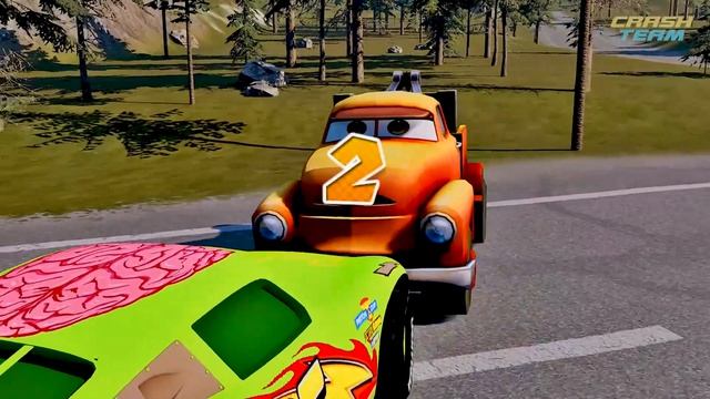 САМАЯ БОЛЬШАЯ АВТОМОБИЛЬ-ЗОМБИ В МИРЕ против МАШИН PIXAR в BeamNG.drive