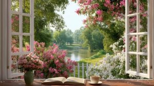 Весенняя веранда, вид на лес и реку, звуки весны, пение птиц и перекат реки