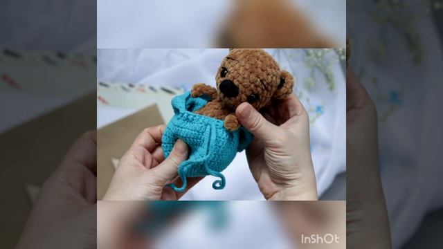 Мишка крючком из плюшевой пряжи по МК