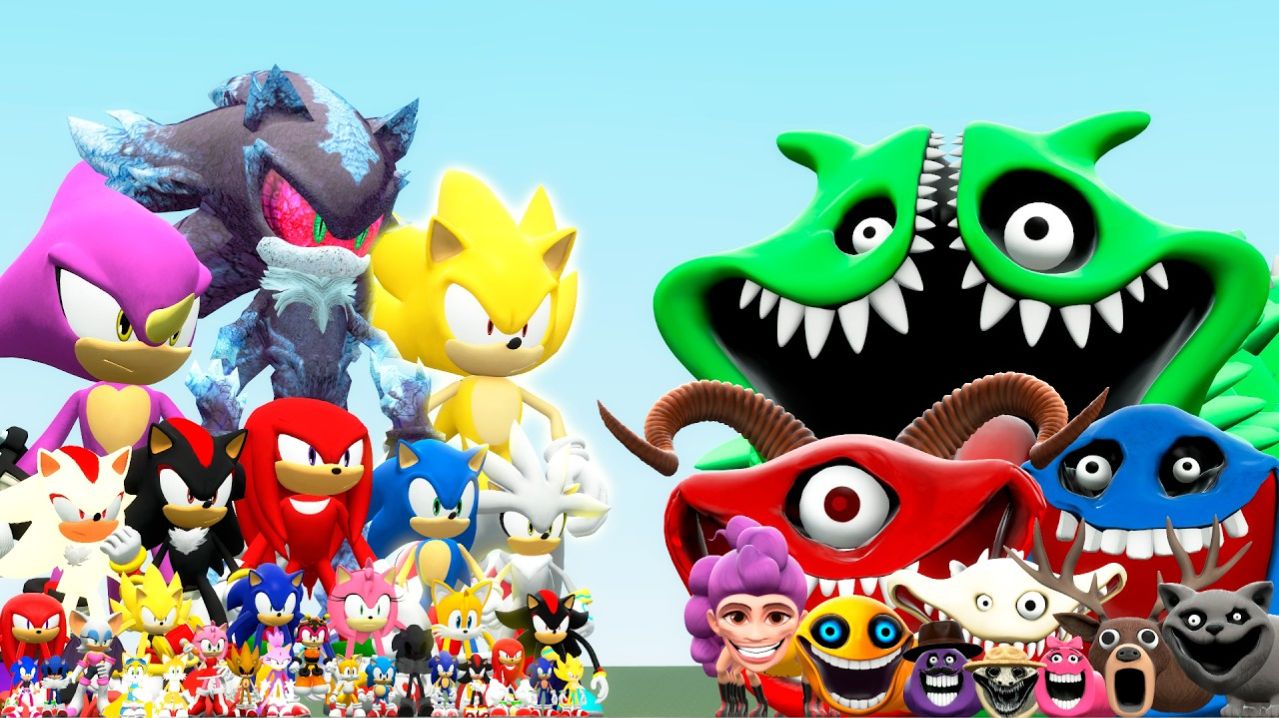 Соник в кошмарной форме против Зелёного голодного мутанта-червя