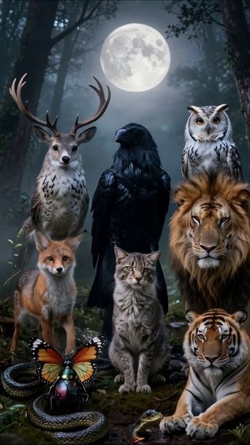 Ночной лес: звери под луной #дикаяприрода #животные #ночнойлес